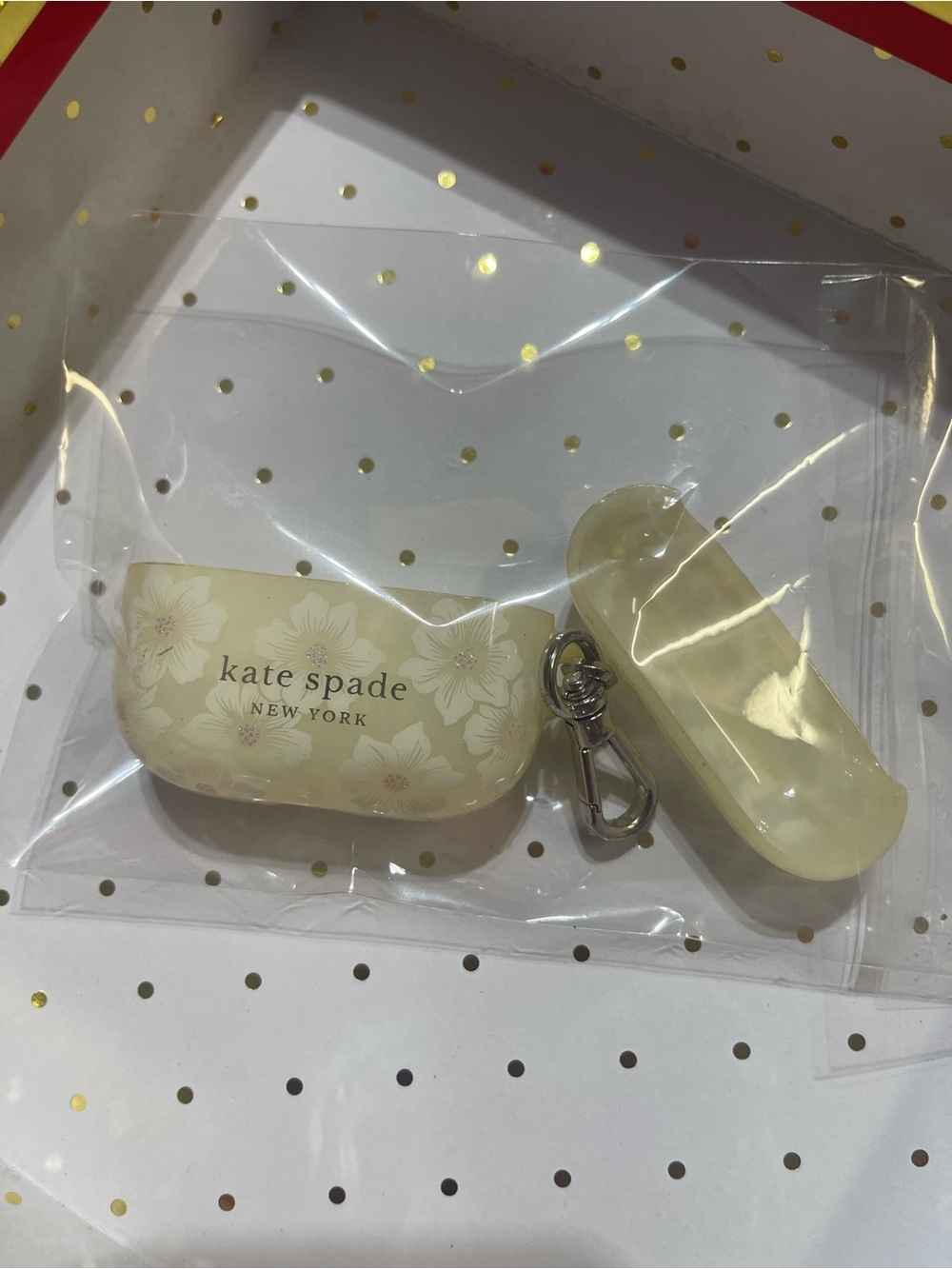 kate spade New York Cream Floral Earbud Case with Keyring